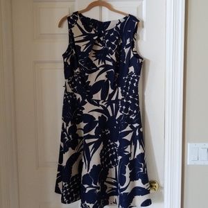 AGB Navy and Beige Floral Dress